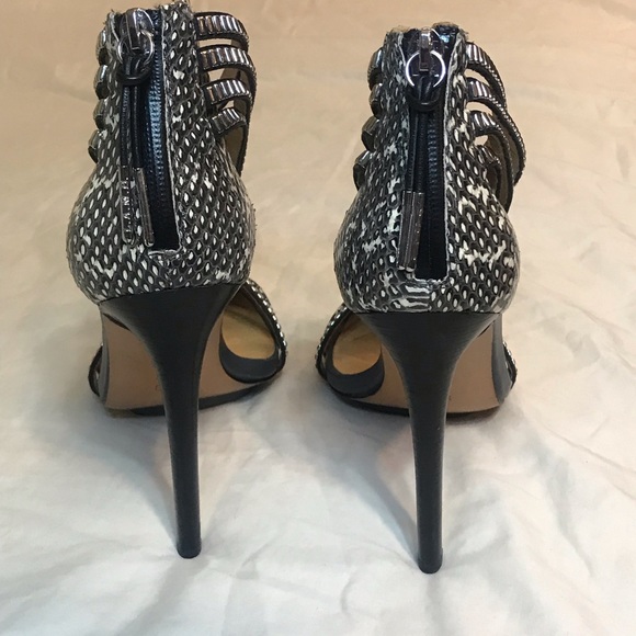 L.A.M.B. Fernley Black/White Snake-print Stilettos - Picture 8 of 8